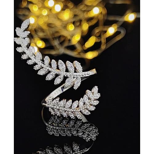 2021 New Fashion Leaf 925 Sterling Silver Fashion Ring for Women Party Gift Jewelry Wholesale R6457