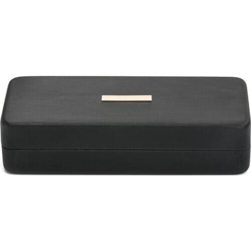 004 High-grade square iron case for glasses Brushed black cortex Customizable logo on case box