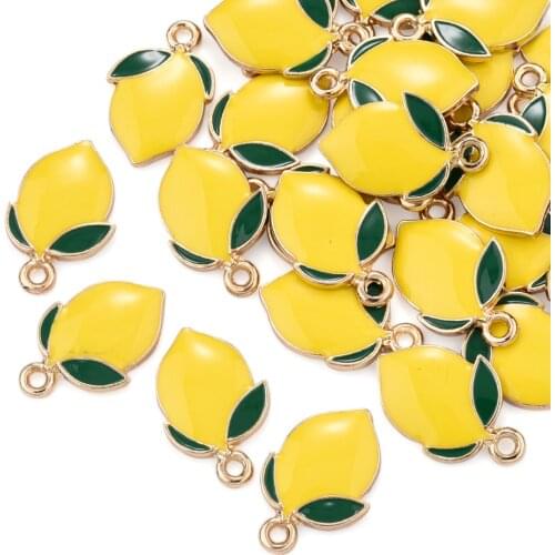 10pcs Fruit Cherry Banana Grape Lemon Shape Alloy Enamel Charms for Jewelry Making Earring Pendant Bracelet Necklace Charms