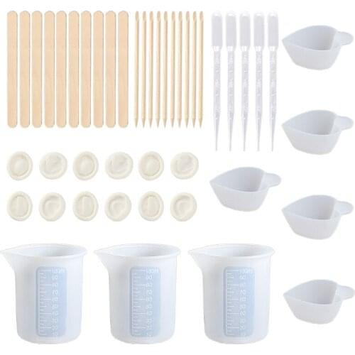 43 Pcs Resin Glue Tools Set Measuring Mixing Cup Dropper Stirring Sticks Finger Cots UV Epoxy Resin Casting DIY Crafts Tool