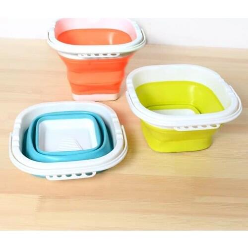 8 Inch Portable Foldable Painting Brushes Holder,Round Silica Gel Telescopic Washing Pen Bucket Painting Tools