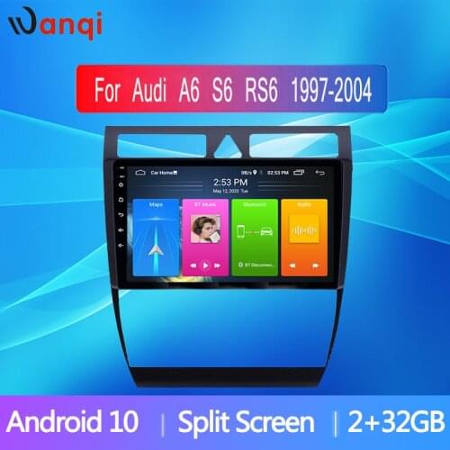 9 inch Android 10 GPS Navigation Car Radio for Audi A6 S6 RS6 1997-2004 WIFI HD Touch Screen Split Screen Picture in Picture