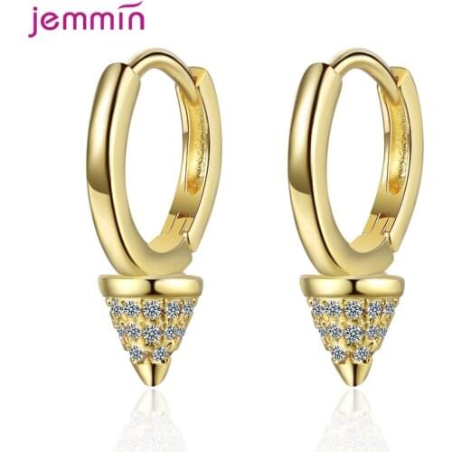 925 Sterling Silver Gold Crystal Earrings For Women Girls Wedding Trendy 2021 Fashion Jewelry Valentines Day Gift Wholesale