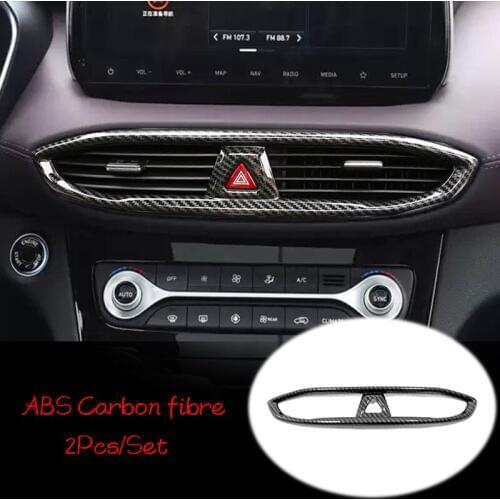 ABS Chrome For Hyundai Santa FE 2018 2019 Car front Air Condition outlet Vent frame Covers Trim Exterior Auto Accessories