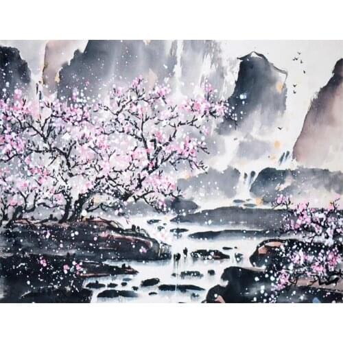 Diamond embroidery landscape cherry blossom tree mosaic 5D diy diamond painting full square/round drill rhinestone decor BY1311