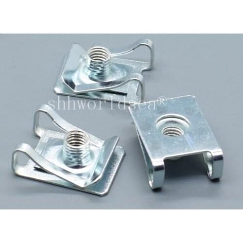 Free Shipping 100PCS Silver plated zinc u-shaped iron clamp Auto Metal Retainer Clip Car Fastener Clip Automotive Metal Fastner