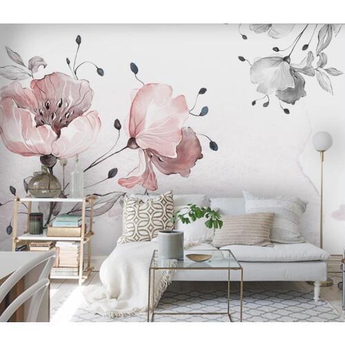 Free shipping wallpaper 3d custom any size mural European simple watercolor flower home decor photo wallpaper in the living room