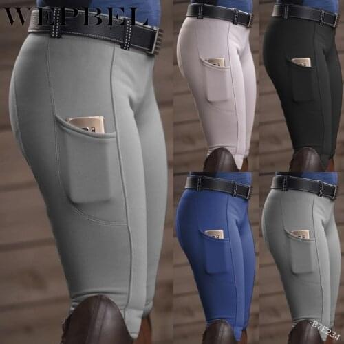 WEPBEL Horse Riding Pants for Women Soft Breathable Equestrian Schooling Chaps Breeches Elastic Skinny Long Pants with Pocket