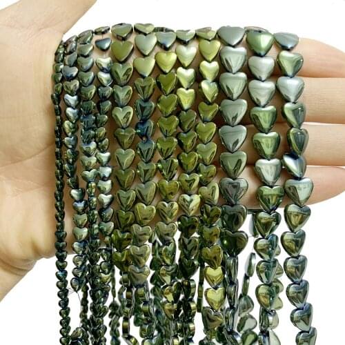 Loose Spacer Hematite Beads for DIY Necklace Bracelet Natural Stone Jewelry Making Accessories Love Heart 4/6/8/10mm Finding B28