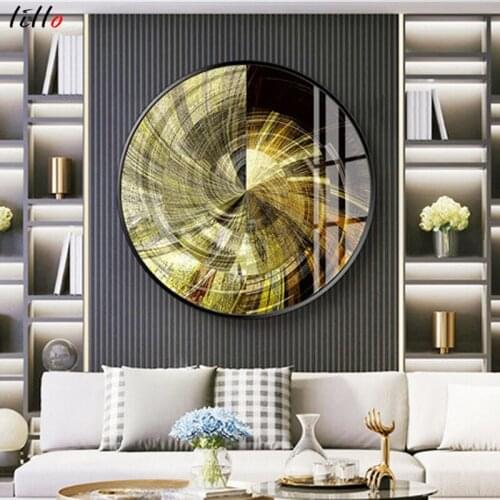 Black and white industrial style abstract circular decorative painting porch spiral oil painting modern minimalist living room