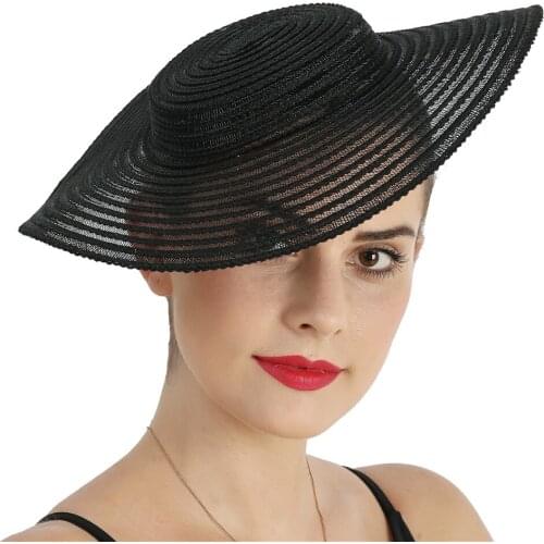 Black And White Fasciantor Base 30CM Big Derby Headpiece For Women Ladies Party Dinner Chapeau Cap No Hair Clip Hair Accessories