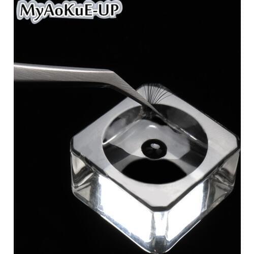 4 size Crystal Glue Holder Glass Gasket False Eyelash Stand Square Glue Pad Eyelashes Adhesive Pallet Paste Glue Pad Makeup Tool
