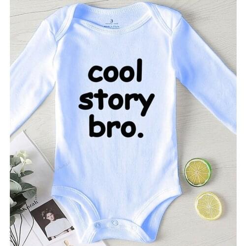 Cool Story Bro Letter Printed Boutique Kids Clothing Fall Clothes Infant New Born Baby Items Newborns Romper Children Jumpsuits
