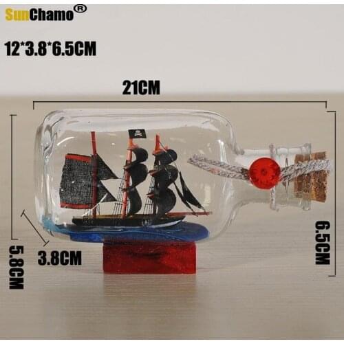 Home Decor Mini Sailing Pirate Boat Ship Small Wood Cork Glass Drift Charm Wishing Bottle Vial Valentines Day Gift