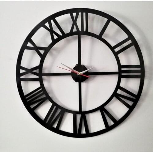 HLO 2021 Home Decoration Black Roman Numaral Wooden Wall Clock Quality Material Stylish Living Room Horloge Murale Good Price