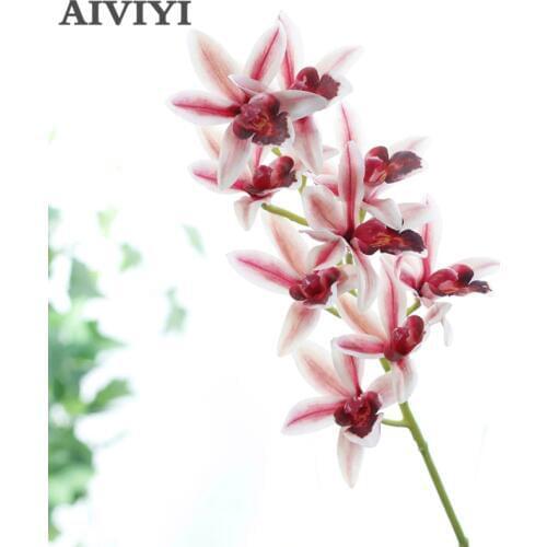 Foreign trade excellent products 3D printing small emerald latex orchid artificial flowers family gathering wedding DIY decorati