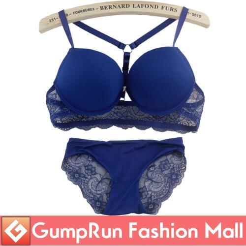 Deruilady EU&US Style Women Bra Set Front Closure Y-Ling Straps Lace Bra Briefs Comfortable Underwire Push Up Bra Set Underwear