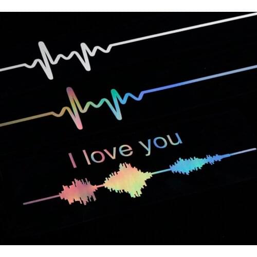 Creative ECG Car Stickers Love Romantic Motorcycle Decal For Waist Line Vinyl Reflective Auto Exterior Decoration Accessories