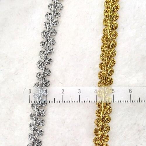 1M Latest High Quality Ribbon Guipure Silver Gold Lace Fabric Ribbons Lace Material Sewing Trimmings For Dresses Decoration P05