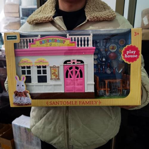 Forest Animal Family 1:12 Koala Villa Furniture for Dolls Toy DIY Bakery Bus House Toys Red Roof Country Home Gift set For Girls