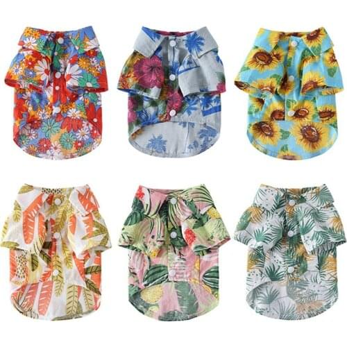 Summer Pet Printed Clothes For Dogs Floral Beach Shirt Jackets Vest Puppy Costume Dog Spring Clothing Pets Outfits