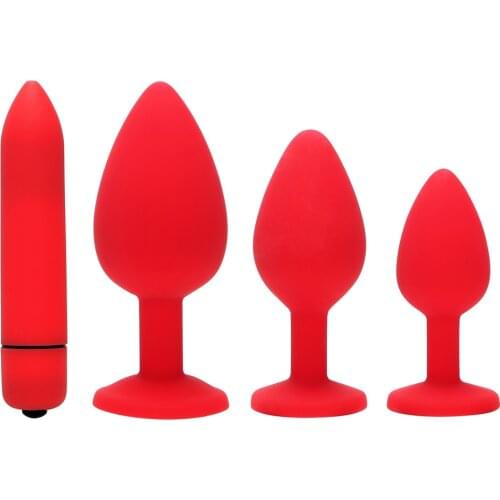 Prostate Massager Butt Plug 4Pcs Multispeed Bullet Vibrator Sex Toys for Men Women Anal Plug Crystal Jewelry