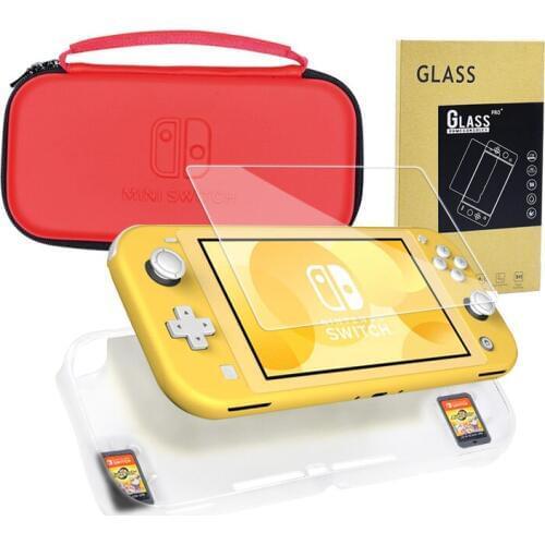 Accessorie Kit for Nintendo Switch Lite, Tempered Glass Screen, Silicone Case Protector, Carrying Bag Storage