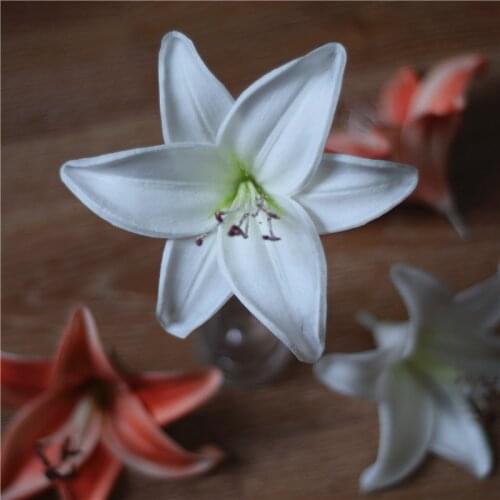 Natural Real Touch White Tiger Lily DIY Wedding Bridal Bouquets, Centerpieces, Decorative Artificial Flowers