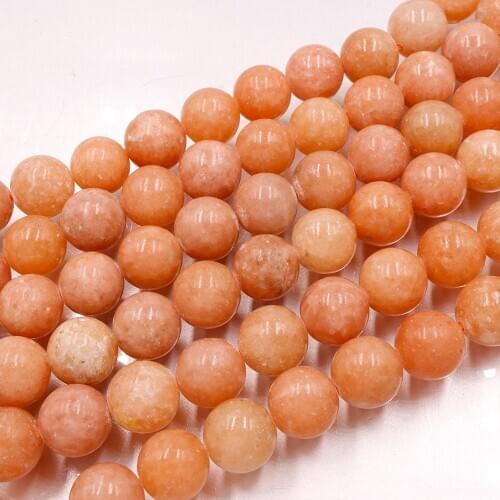 Natural orange peach calcite Round Loose Beads for needlework Gemstone For Jewelry Making DIY women Bracelet Necklace