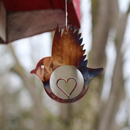 New Exquisite Bird Love Shape Hanging Pendant Iron Art Bird Window Hanging Ornament Home Garden Decoration