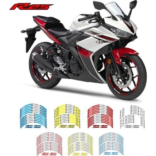 New high quality 12 Pcs Fit Motorcycle Wheel Sticker stripe Reflective Rim For Yamaha YZF R25