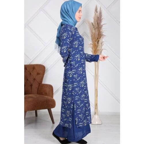 Long Sleeve Dresses Elegant Double Layer Cotton Fabric Natural Turkey Authentic Islamic Hijab Muslim Flover Flovers Kaftan 2021