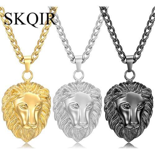King Lion Head Choker Pendant Charms Silver Color Gold Stainless Steel Chain Necklace Girl Women Fashion Jewelry Gift Men Bijoux