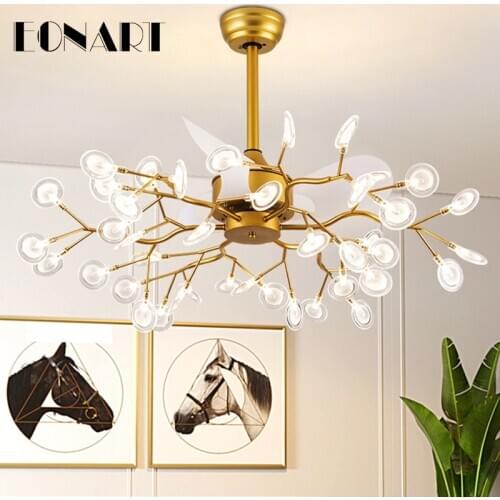 EONART 24 inch Northern Europe led dc ceiling fan with lamp fashion decorative Plastic blade ceiling fan with remote control