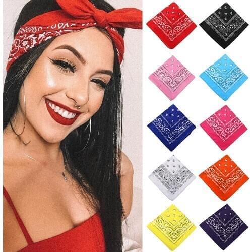 Fashion Vintage Bohemia Print Bandana Hair Bands for Girls Women Headband Square Scarf Face Mask Cross Turban Bandanas Headwear