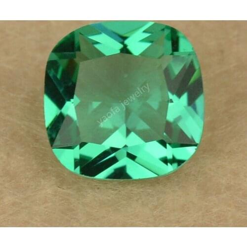 Sale 4x4~12x12mm Light Grass Green Color Glass Beads Synthetic Gems Square Cushion Shape Princess Cut Loose Glass Stone For DIY