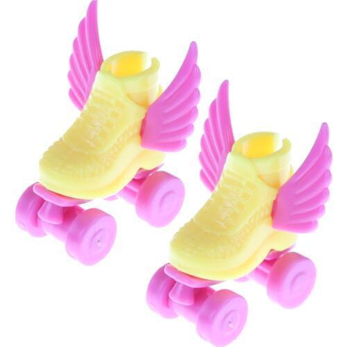 1Pair/2Pcs Roller Skate Fancy Doll Shoes Toys 3cm Kids Toy Roller for Girls Decorative Play House Doll Accessories