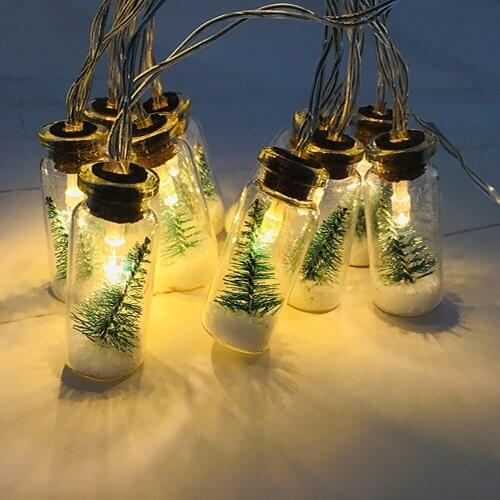 Christmas Snow Pine Glass Bottle String Light Ornament for Party Holiday Festival Outdoor