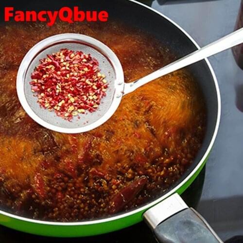 Stainless Steel Kitchen Flour Handheld Screen Mesh Strainer Flour Sieve Oil Strainer Colander