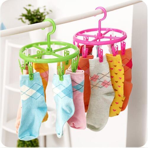 Drying Rack Plastic Multi-Clip Hanging For Underwear Drying Rack Home Bathroom ChildrenS Socks Clothing Round Drying Rack