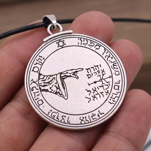 Talisman Solomon Seal Moon Necklace Double-sided Carved Seal Pendant Amulet Couple Necklace