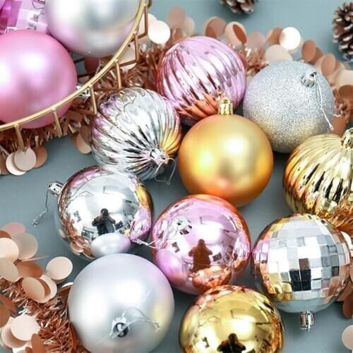 34PCS Set 4CM Christmas Decoration Ball Home Ornaments Tree Hanging Glittery Baubles Party Accessory 2021 New Year Thing