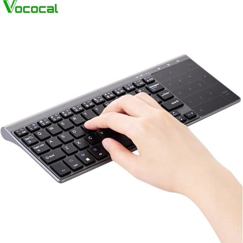 Vococal 2.4GHz Mini Wireless Keyboard Gamer Key Board Keypad Touchpad for TV Box Computer Tablet Laptop Notebook Smart TV