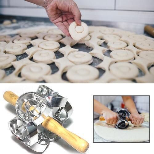 Revolving Donut Cutter Maker Mold Pastry Dough Metal Baking Roller Kitchen Supplies Tools Stainless steel mold Wide Application