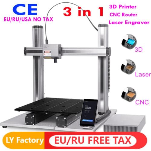 High Precision 3 in 1 DIY 3D Printer Laser Cutting CNC Router ER11 Collet 3d Printing Wood Engraving Carving Machine