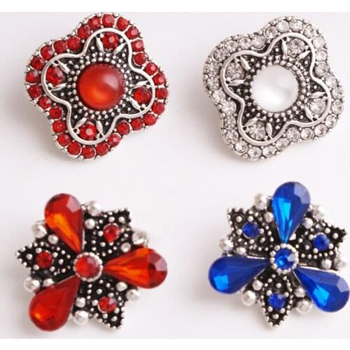 XH9610 NEW 18mm flower Metal Snap button fit snap jewelry