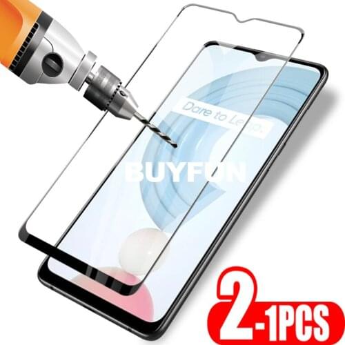 1-2PCS Safety Glass For Realme C21 C15 C12 C11 C3 Protective Tempered Glasses Full Cover For OPPO Real me 7 Pro Global Version