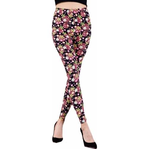 INDJXND Leggings Women Sexy High Waist Skinny Fitness Ladies Flower Printed Workout Stretch Trousers Polyester Push Up Pants