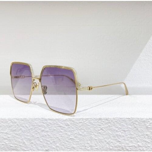 Gold Metal Square Big Frame Gradient Purple Pink High Quality Womens Sunglasses EVERDIO S1U High-Quality Mens Glasses