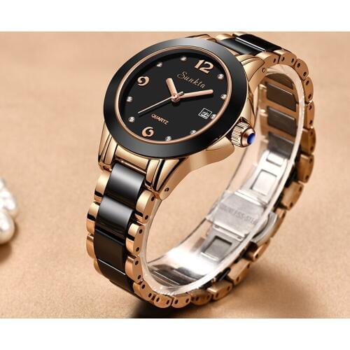 Top Luxury Brand Women Bracelet Watch Ladies Ultra-thin Analog Quartz Clock Fashion Casual Stainless Steel Chronograph Watch+Box